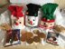 DK knitting pattern Santa, Snowman & Elf chocolate treat gift bag pouches