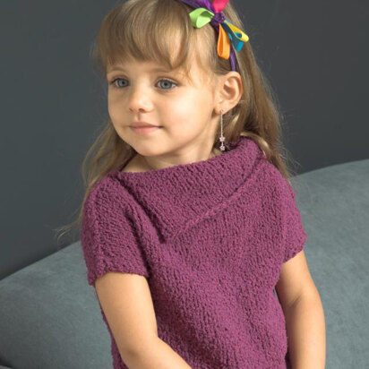 Girl’s Split Collar Short Sleeve Top in Plymouth Yarn Daisy - 2640 - Downloadable PDF