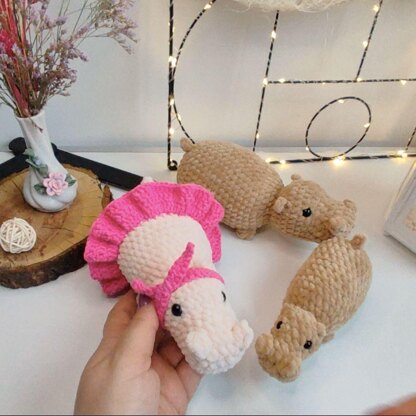 Set Crochet hippopotamus Pattern, Crochet safari animals