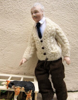 1:12th scale Man's Aran Cardigan