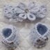 Knitting pattern baby cardigan, headband and Mary Jane shoes