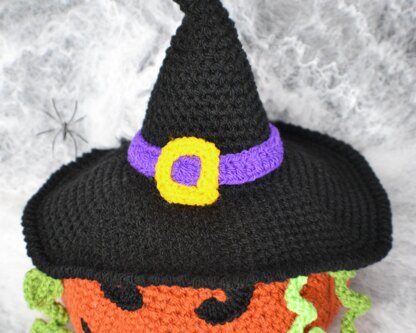 Pumpkin Amigurumi. Crochet Wizard. Witch Ornament. Halloween Decor. Farmhouse Decoration