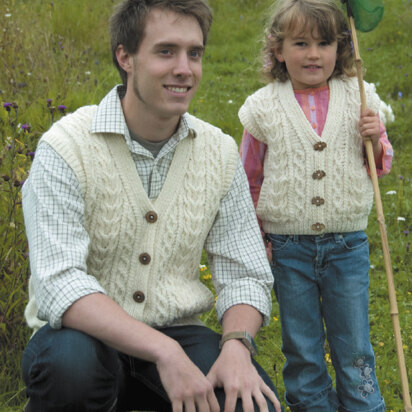 Cable Waistcoats in Wendy Aran with Wool 100g - 5586
