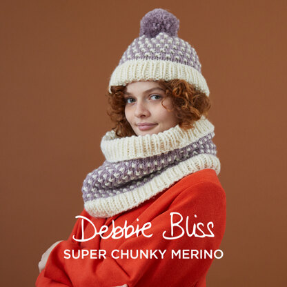 Dotty Cowl and Bobble Hat - Knitting Pattern for Women in Debbie Bliss Super Chunky Merino by Debbie Bliss - DB421 - Downloadable PDF
