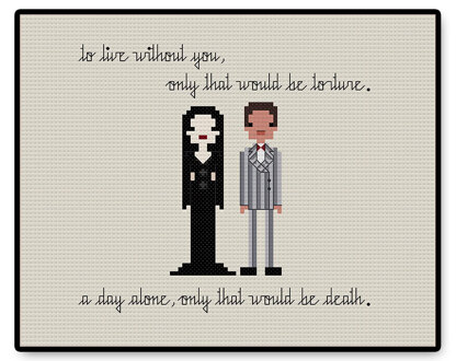 Gomez and Morticia In Love - PDF Cross Stitch Pattern