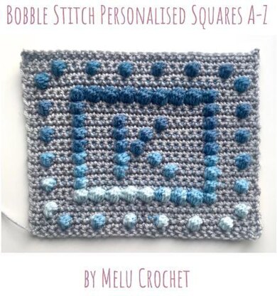 Bobble Stitch Personalised Squares A-Z US by Melu Crochet