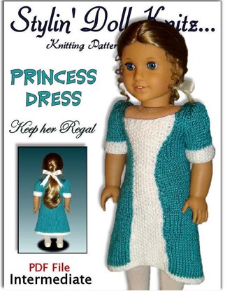 Princess Dress, Knitting Pattern for American Girl and 18 inch dolls. 038