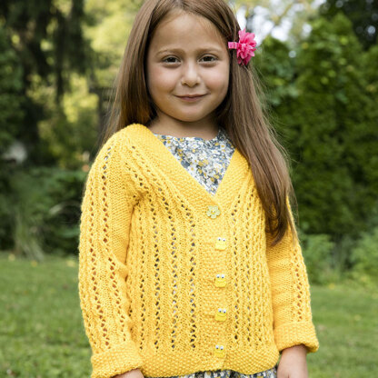 Plymouth Yarn 2912 Girl's Lace Rib Cardigan in DK Merino Superwash PDF