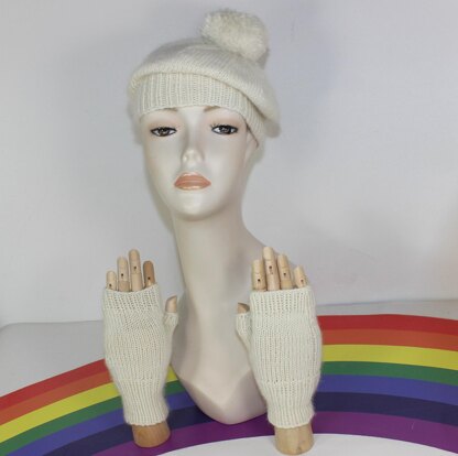 Adult Teen Aran Tam O' Shanter & Gloves