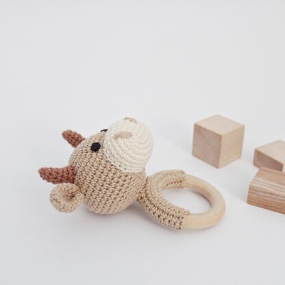 Bull crochet pattern rattle Sensory toy cow Amigurumi pattern farm animal