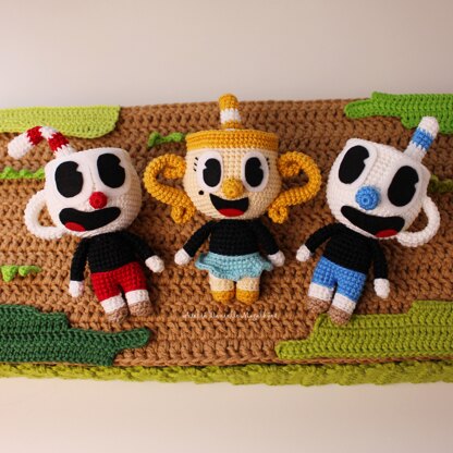 Cuphead, Mugman and Ms. Chalice amigurumi pattern (chibi version)
