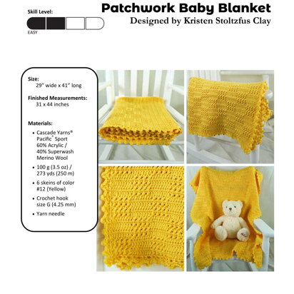 Pacific Sport Patchwork Baby Blanket in Cascade Yarns - DK578 - Downloadable PDF