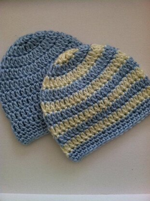 "Preppy" Crochet Baby Beanie in Stripes and Solids