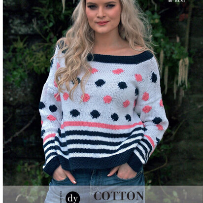 Spot and Stripe Jumper in DY Choice Cotton Aran - DYP229 - Downloadable PDF