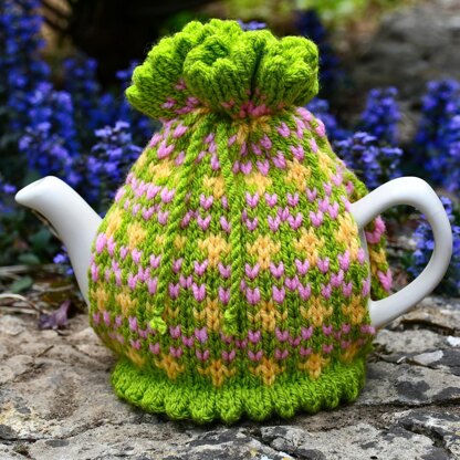 Springtime Fair Isle 2 Cup Teapot Cosy Knitting Pattern