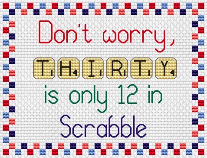 Scrabble 30 Cross Stitch PDF Pattern