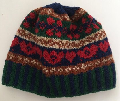 Hearts and Flowers Fair Isle Beanie