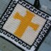 Easter cross with greek key pattern potholder