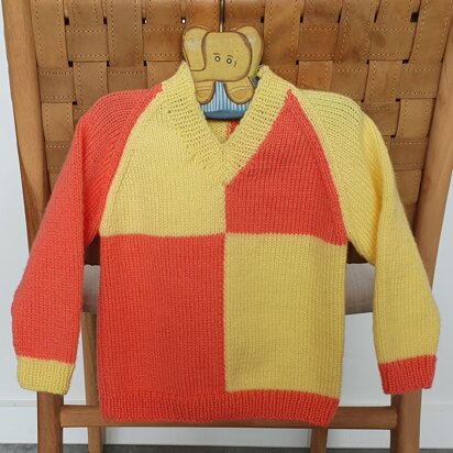 Peyton - Child’s 8ply V neck raglan jumper in two colours