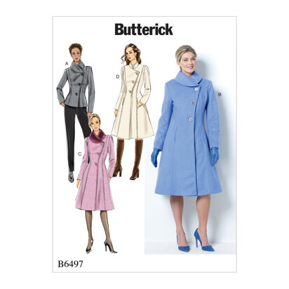 Butterick Jacken und Mäntel für Damen und kleine Damen mit asymmetrischer Front und Kragenvariationen B6497 - Schnittmuster