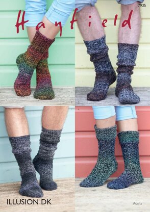 Ribbed and Stocking Stitch Socks in Hayfield Illusion DK - 7935 - Leaflet