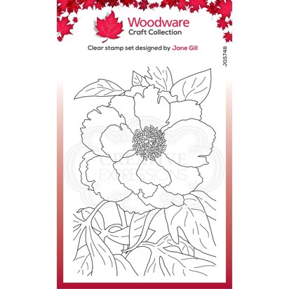 Woodware Clear Singles Peony Stamp 4in x 6in