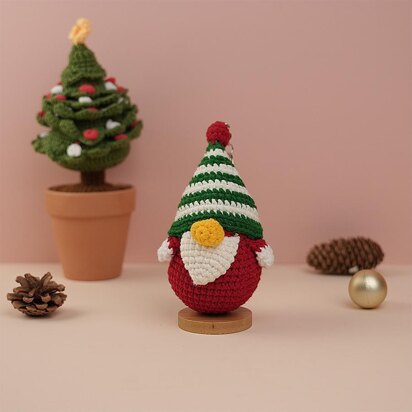 Gnome Wearing Green And White Hat Crochet Ornaments