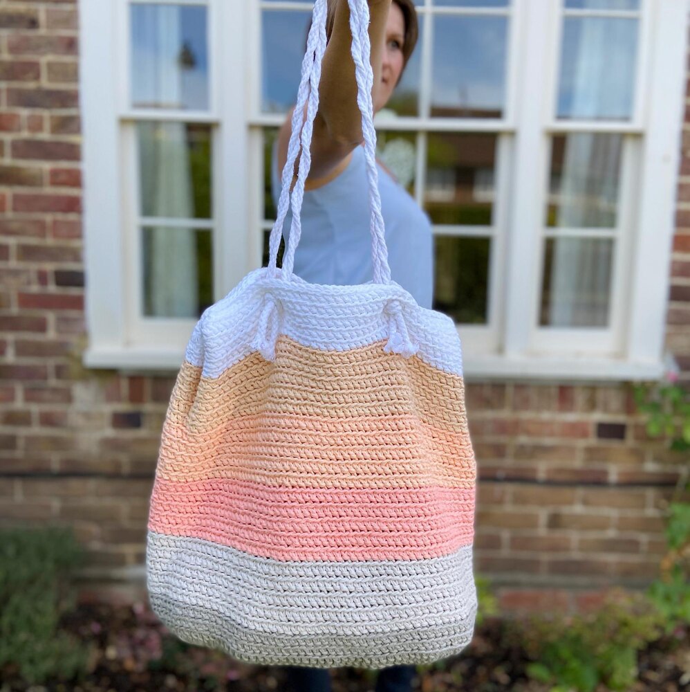 Summer Stripe Beach Bag Crochet pattern by Hannah Cross LoveCrafts