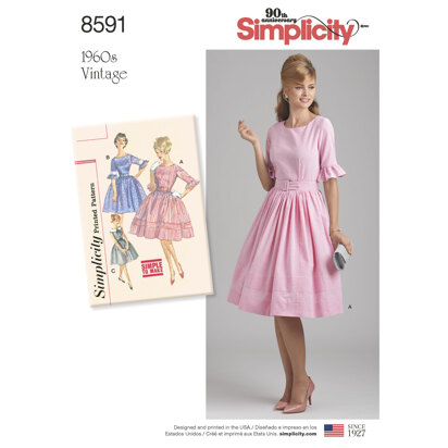 Simplicity 8591 Women's / Petite Women's Vintage Dress - Sewing Pattern