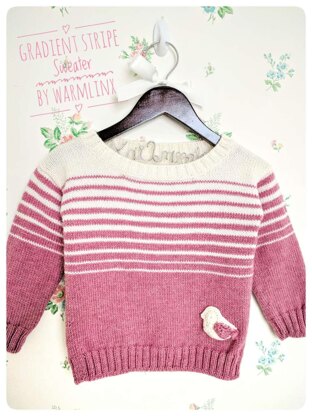 Gradient Stripe with Bird Long Sleeve Kids Sweater