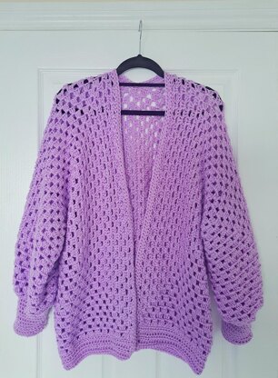 Crochet Lilac Hexagon Cardigan Pattern