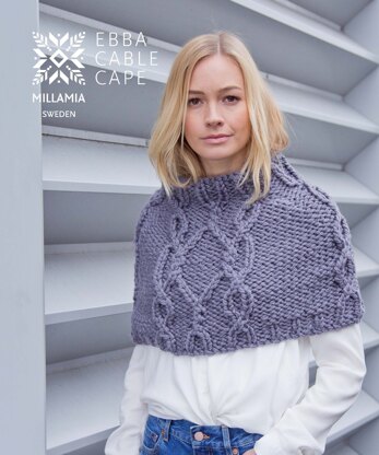 Ebba Cable Cape - Knitting Pattern For Women in MillaMia Naturally Soft Super Chunky
