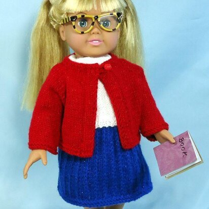 First Day of School, Knitting Patterns fit American Girl and other 18-Inch Dolls