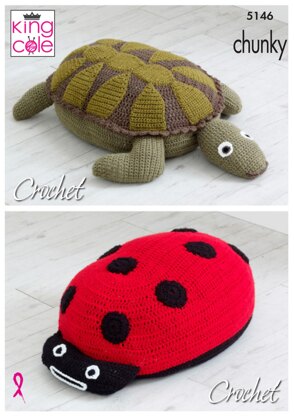 Ladybird & Turtle Poof in King Cole Big Value Chunky - 5146 - Downloadable PDF