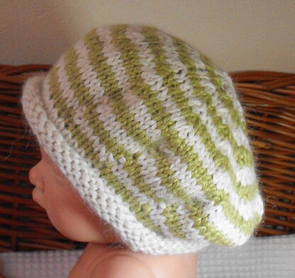 BABY STRIPEY ROLL BRIM TAM SLOUCH KNITTING PATTERN - MADMONKEYKNITS