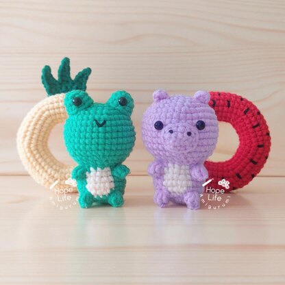 Frog and Hippo in Fruit Swim Rings