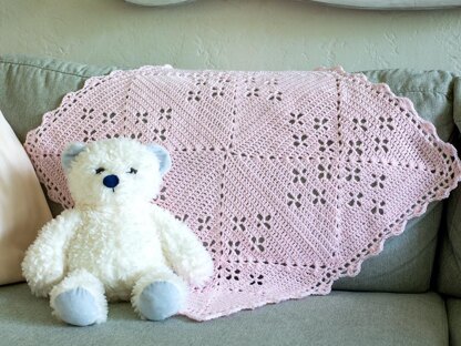 Floral Petal Filet Motif Crochet Baby Blanket