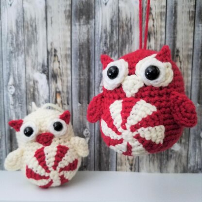 Peppermint Owl Ornament