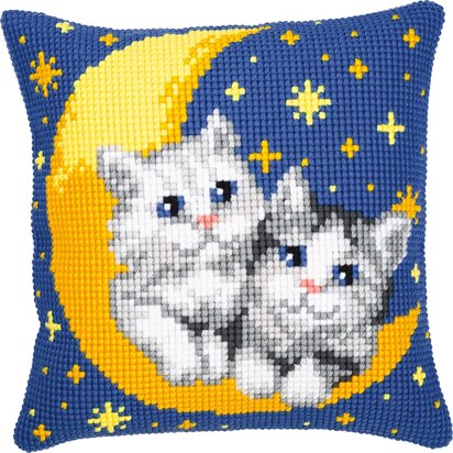 Vervaco Cats On The Moon Cross Stitch Cushion Kit - 40 x 40 cm