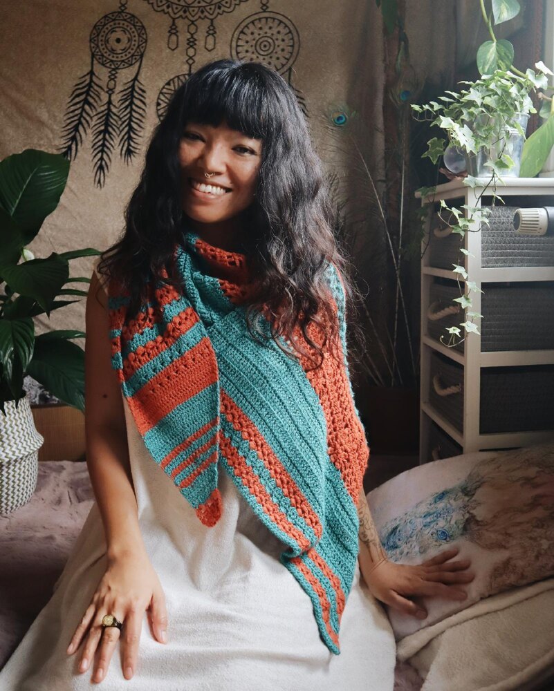 Crochet Organic Wool Scarf OCEAN Shawl Crochet Pattern By