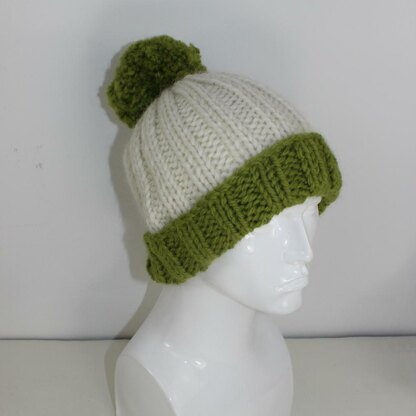 2x2 Rib Unisex Super Chunky Bobble Beanie