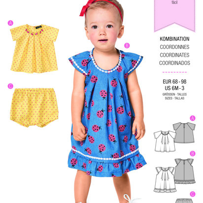 Burda Style Toddler's Blouse and Dress B9338 - Paper Pattern, Size 6M-3