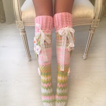 Pink socks with flowers