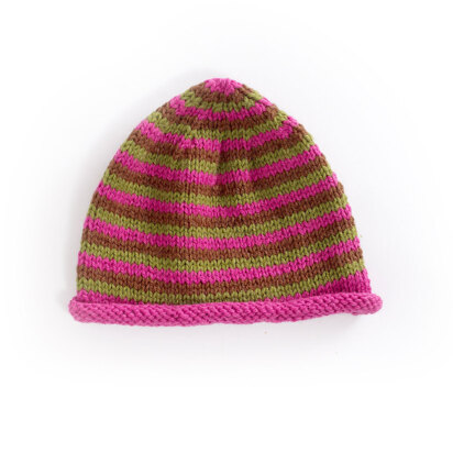 Narrow Striped Cap in Lion Brand Wool-Ease - 70055AD