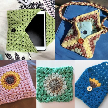 Sunflower Lovers Granny Square Pouch