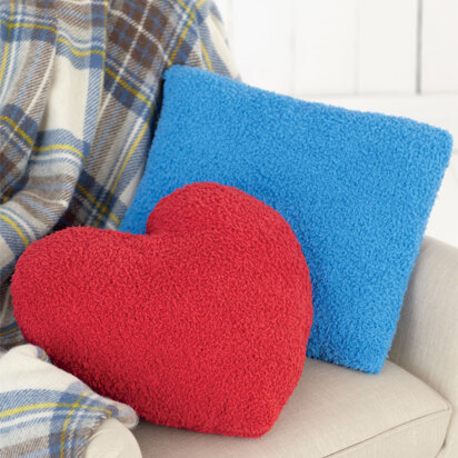 Square and Heart Shaped Cushions in Sirdar Snuggly Snowflake DK - 7339 - Downloadable PDF