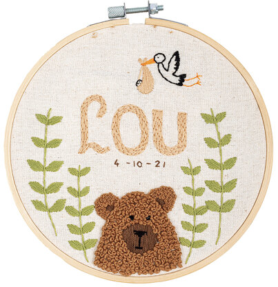 Vervaco Embroidery Kit With Ring Baby Bear Embroidery Kit - 16cm x 16cm (6.4in x 6.4in)