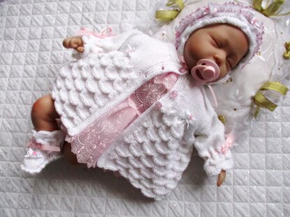 Knitting pattern Baby Doll, 20-22 inch, 0-3 Month Baby, Matinee Coat, Bonnet, Boots