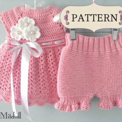 Crochet and Knitting PATTERN Baby Dress Baby Bloomers