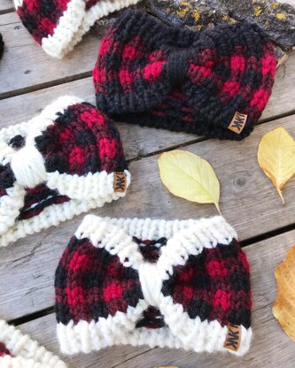 Plaid Bow Ear Warmer